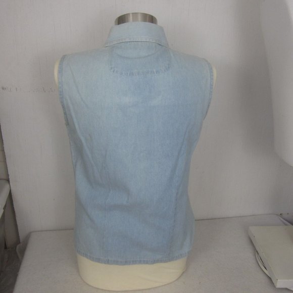 Ultra Club vintage Womens button up sleeveless tank denim embroidered Western - Picture 7 of 8